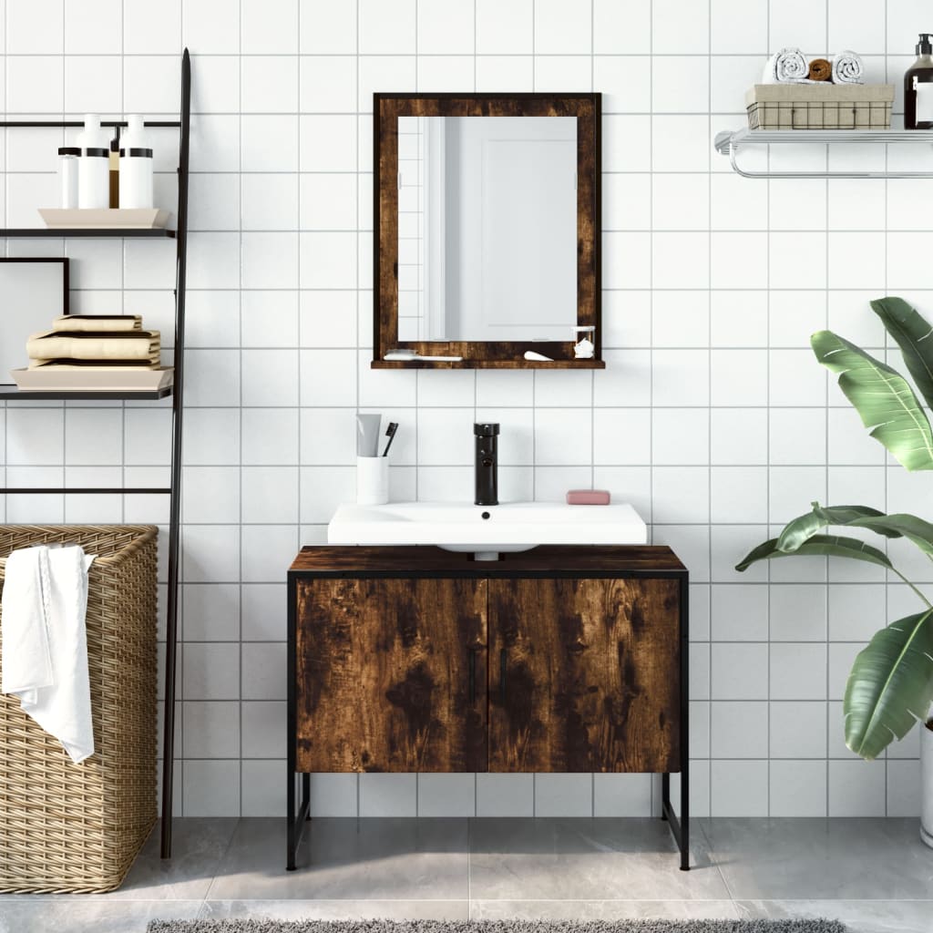 Vidaxl 2-Piece Bathroom Cabinet Set, Smoked Oak