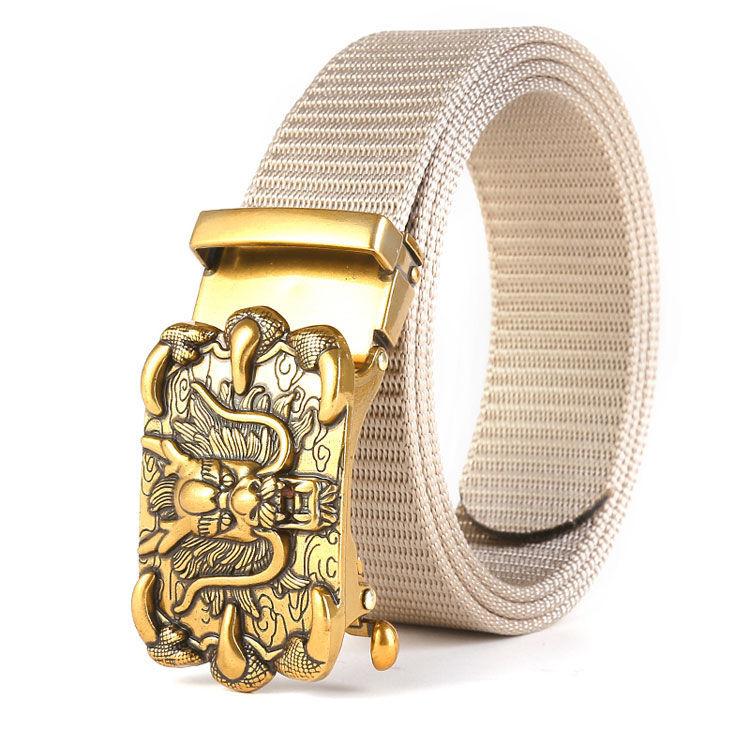 Men'S Nylon Belt Business Automatic Buckle Belt Casual Canvas Toothless Buckle Belt Strength Delivery