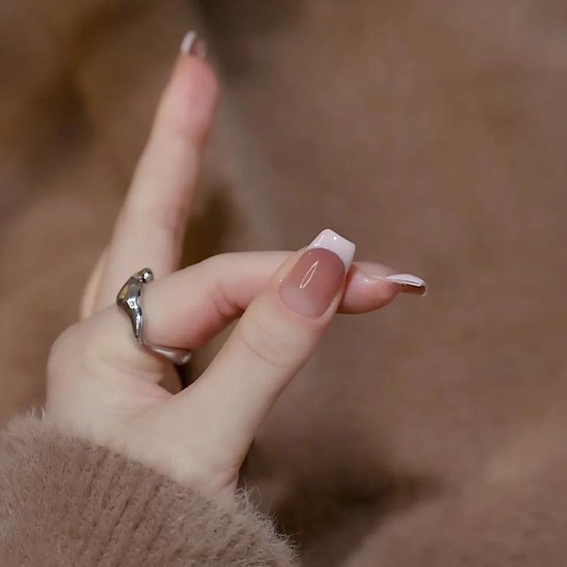 Medium-Length French White Edge Press-On Nails - Light Luxury Nail Art Stickers, Trendy on TikTok
