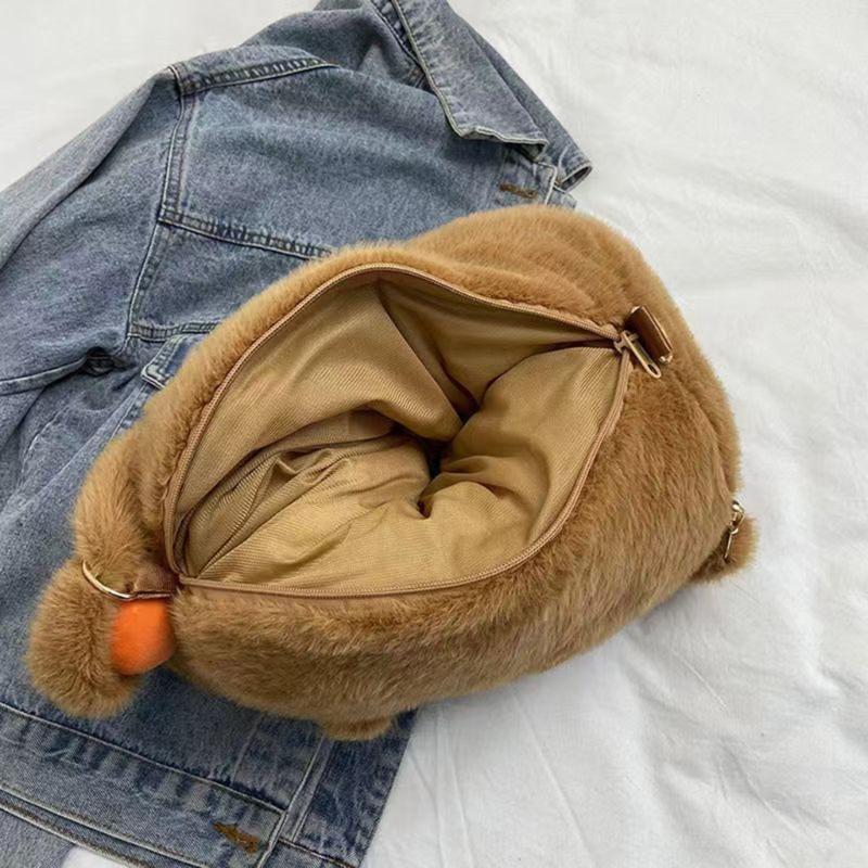 Lovely Capybara Backpack Plush Shoulder Bag School Lunch Bag for Kids Adult Daily Use Cartoon Backpack Birthday Gift