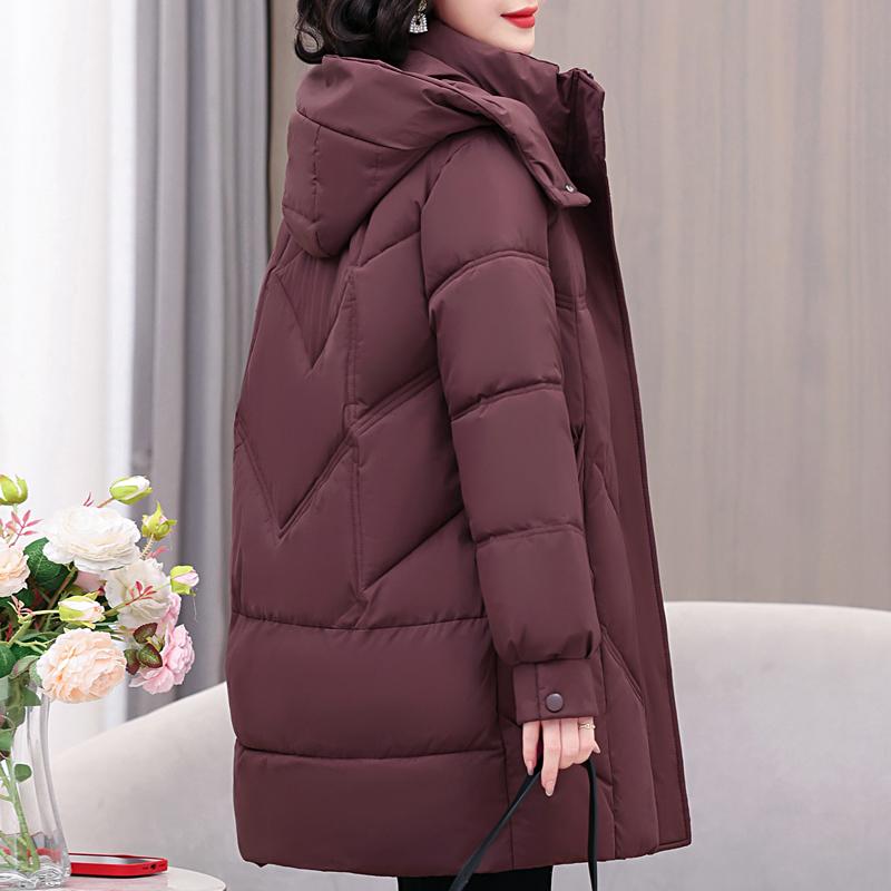 Plus Size XL-5XL Fashion Winter Coat Female Long Parkas Hooded Thick Warm Loose Middle Age Women's Jackets