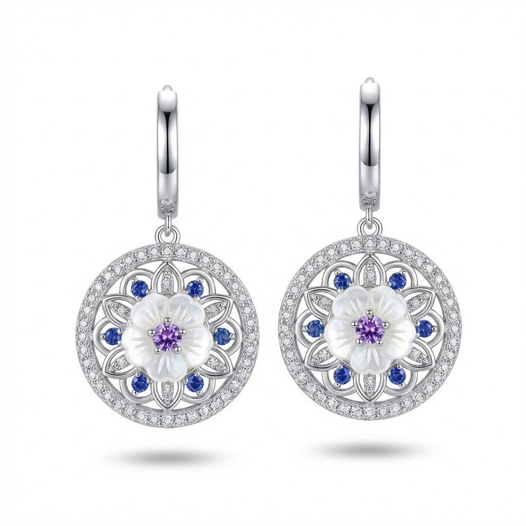 New Chinese Lotus Earrings Femininity 925 Sterling Silver Lotus Premium National Style Earrings 925 silver