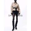 Fall New Women's Clothing Commute Style Contrast Color Waistband Lapel Long Sleeves Short Jacket 8427347