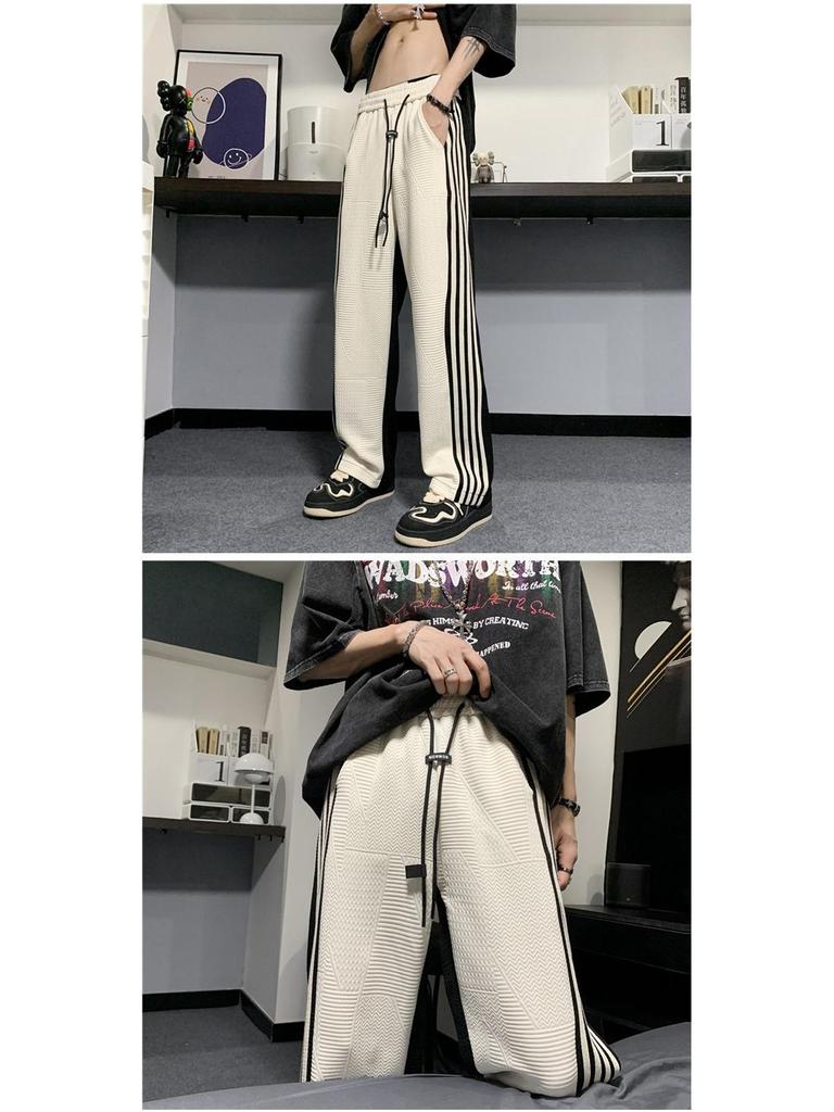 Men's Striped Casual Wide-Leg Pants: Korean Style Summer Trousers for Students and Trendsetters