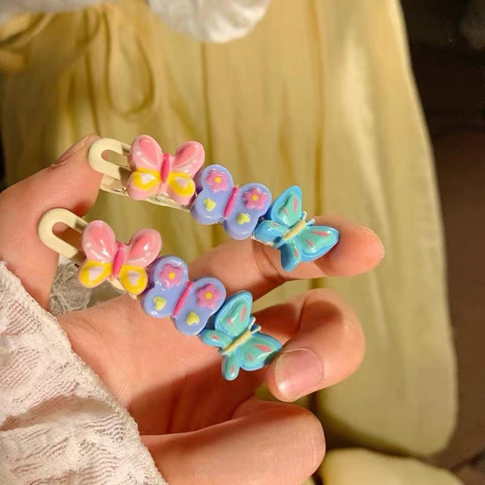 Cute Sweet Butterfly Hair Clip Cartoon Hair Side Clip New Duckbill Clip  Women Girl Hair Accessory