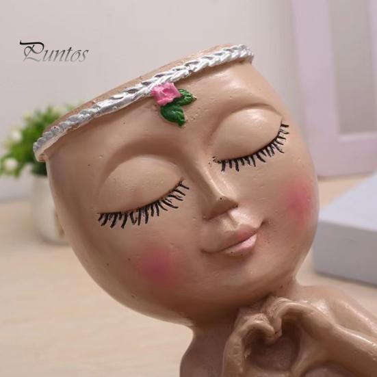 Head Planter Pots Face Pot, Cute Resin Vase for Succulents Flowers, Decorative Flower Artistic Sculpture Pot Unique Indoor Bedroom Desk Shelf