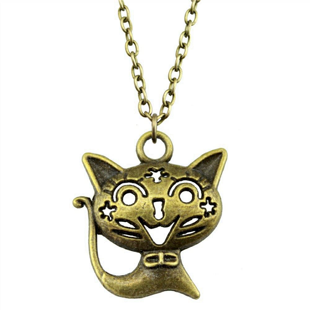 Cat Charm Necklace Cute Animal Pendant For Lovers Minimalist Pet Jewelry Gift 43cm Chain