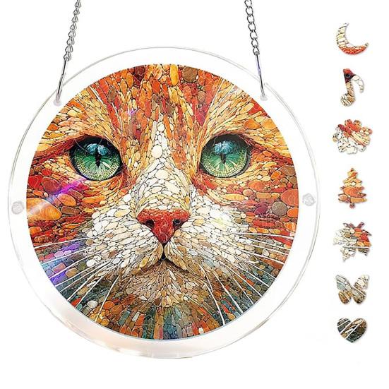 Acrylic Puzzle Suncatcher, Stained Glass Window Hanging Ornament with Double-side UV Printed Design, Colorful DIY Jigsaw Puzzle Suncatcher