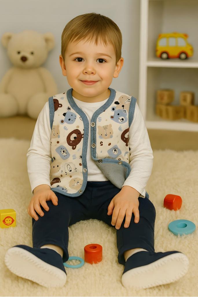 Warm Children' Vest 116 Sleeveless Jacket with Fleece In Teddy Bear