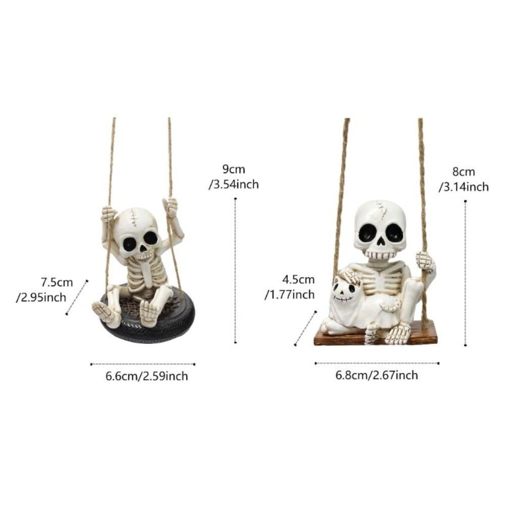 Funny Tire Swing Skeleton Pendant Resin Crafts Skeleton Spirit Statue Decoration  Lawn