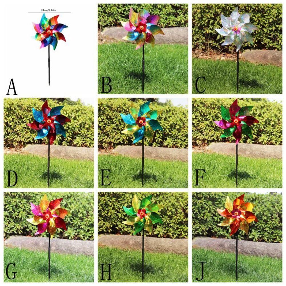 Plastic Windmill Easy Installation Garden Pinwheels Kids Toys Wind Spinner  Home