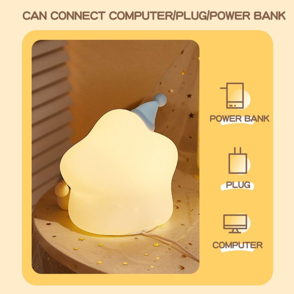 Soft Silicone LED Star Night Light Colorful Light Touch Table Lamp Bedside Light  Kids Room