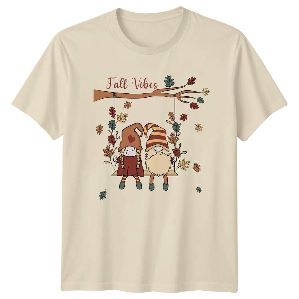 Fall Vibes TShirt Autumn Couple Gnome Gift For Him And Her