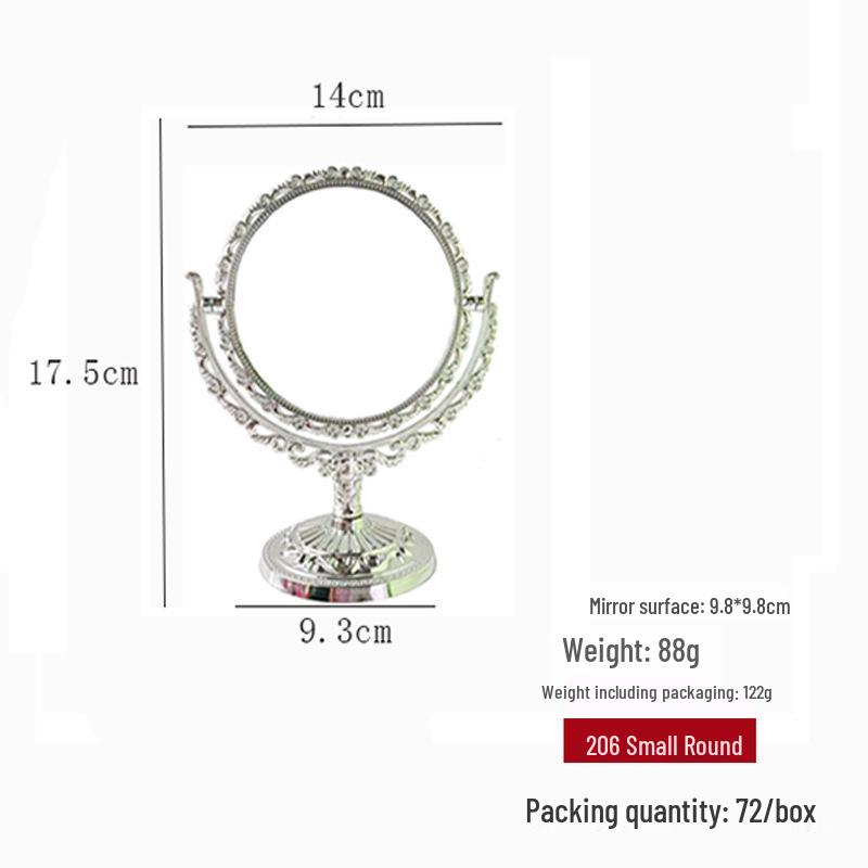 Rotating Retro Double-Sided Vanity Mirror, Gold/Silver Finish