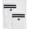 Lululemon Unisex Daily Essential Crew Socks  Stripe White Rainforest Green