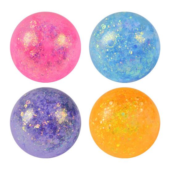 1/4Pcs Glitter Stress Relief Ball Toy Transparent Multicolor Squeeze Sugar Ball Portable Travel Home Office Anxiety Relieving Fidget Ball