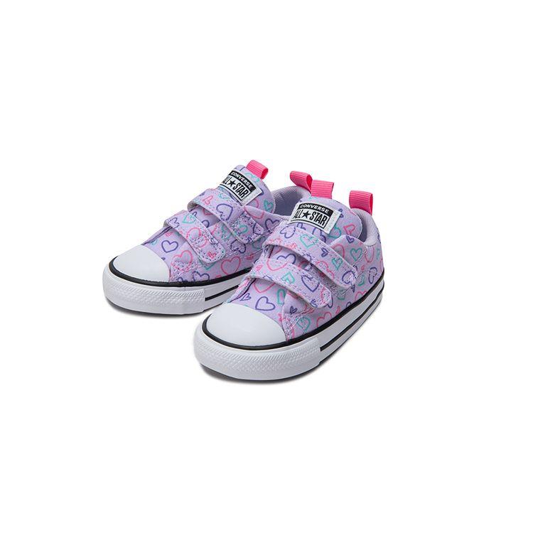 Converse Chuck Taylor All Star EasyOn Low TD Hearts Baby Sneakers Purple Vapor-Violet Oops-Pink A08382C