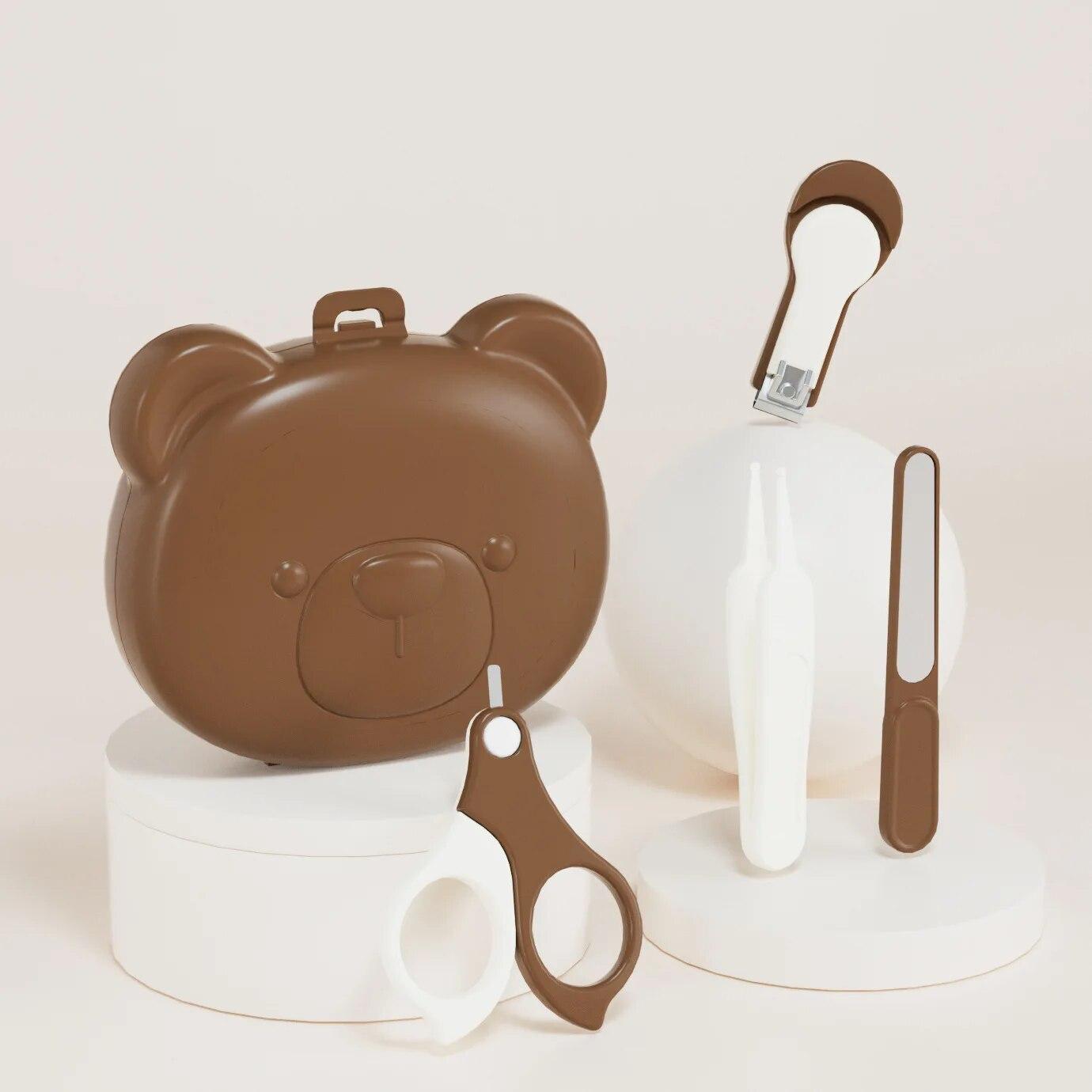 

Ножницы для ногтей для новорожденных, детский инструмент для ухода за ногтями, безопасный для детей, портативный триммер, пинцет с коробкой, детский маникюрный набор коричневый