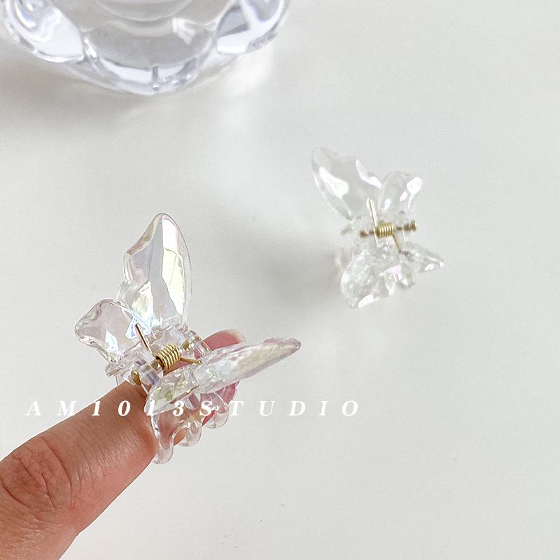 Fairy Transparent Butterfly Hair Clip: Frosted Shark Claw for Half-Tied Summer Styles