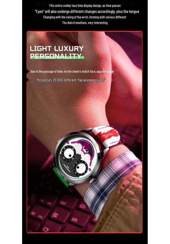 Jin Shidun Russian Clown Men's Fashionable Waterproof Quartz Watch