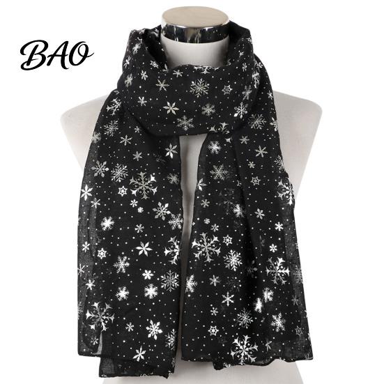 Silver Snowflake Pattern Wrap Glitter Sparkly Foil Print Scarf for Women, Christmas Winter Holiday Theme Shawl Wrap, Fall Lightweight Soft Warm