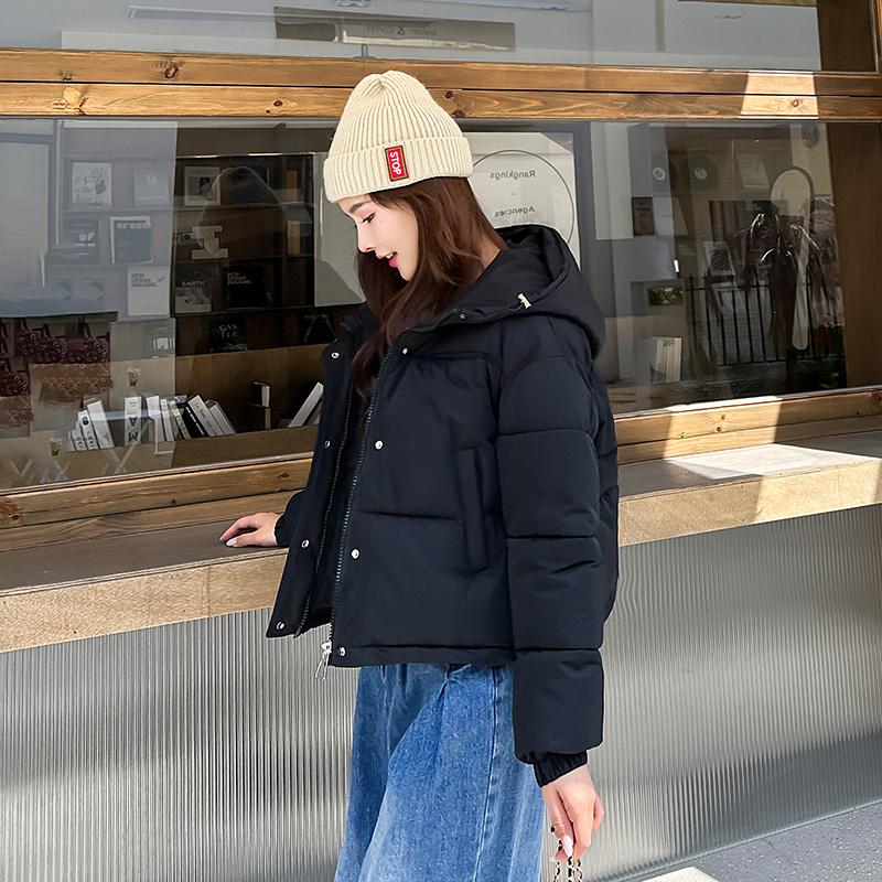 Women Autumn Winter Soild Color Thicken Outwear Cotton Padded Hooded Warm Jacket Coat