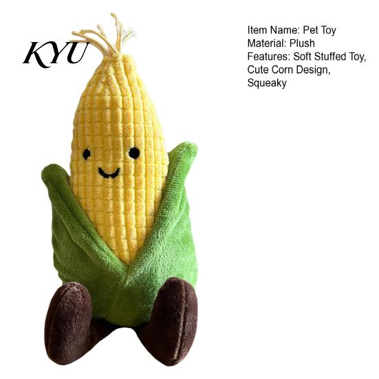 Plush Chew Toys for Puppy Corn Dog Toy, Squeaky Stuffed Indoor Play Pets Soft Teething Toy Small to Medium Dogs Natural Biting