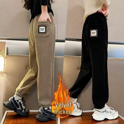 Calças de Inverno de Veludo Cotelê Plus Size para Meninas: Calças Casuais Espessas e Estilosas de Outono/Inverno para Meninas Grandes