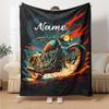 Motorcycle Flames Personalized Name Blanket With Customizable Name Four Seasons Comfortable Shawl Blanket Suitable For Home Travel Camping Office