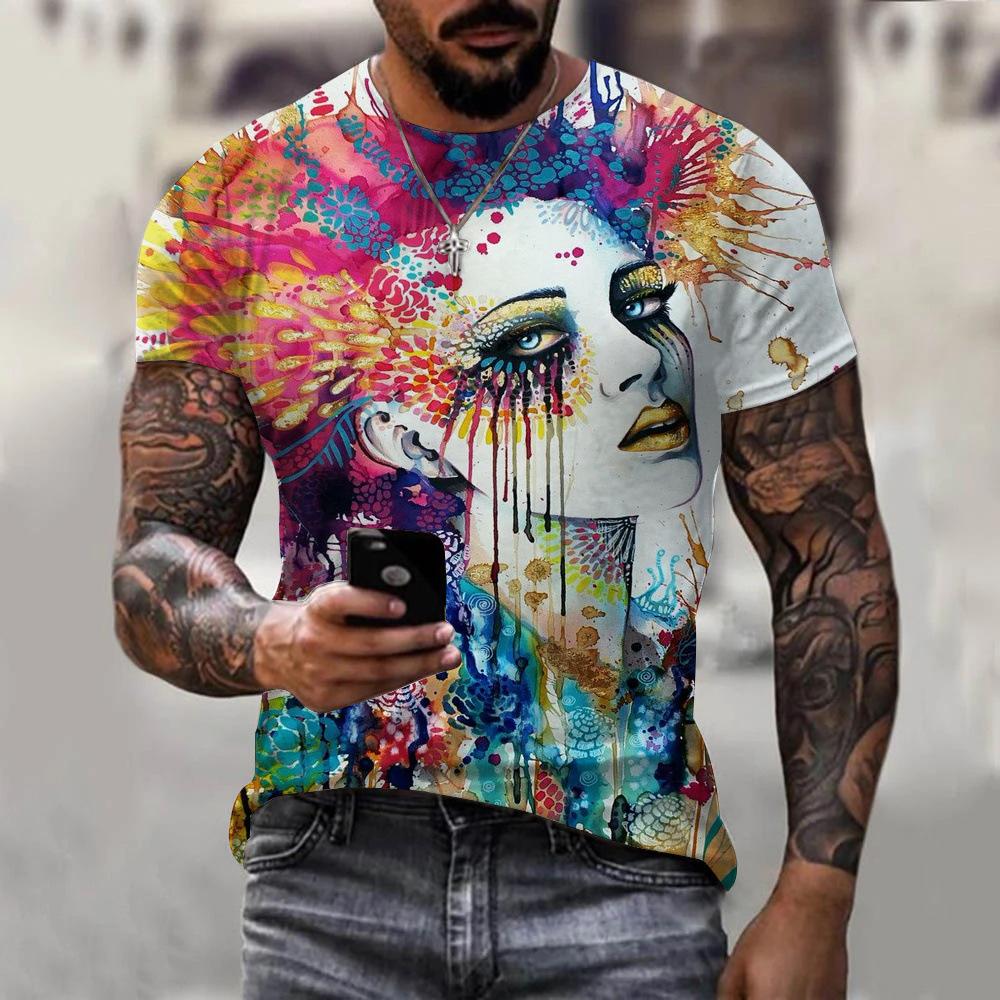 

Футболка мужская 3D печать чернилами женская узор летняя мужская женская мода повседневная удобная свободная футболка с круглым вырезом 6XL