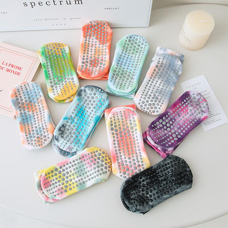 Damen Weiblich Pilates Yoga Yoga Socken Tie Dye Griffige Socken Sport Yoga Socken Anti Rutsch Pilates