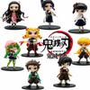 8pcs/Sets Posket Figure Demon Slayer Mini Figurine Kimetsu No Yaiba Small Dolls Desktop Decoration Q PVC Poseable Articulated Scale Detailed Movable