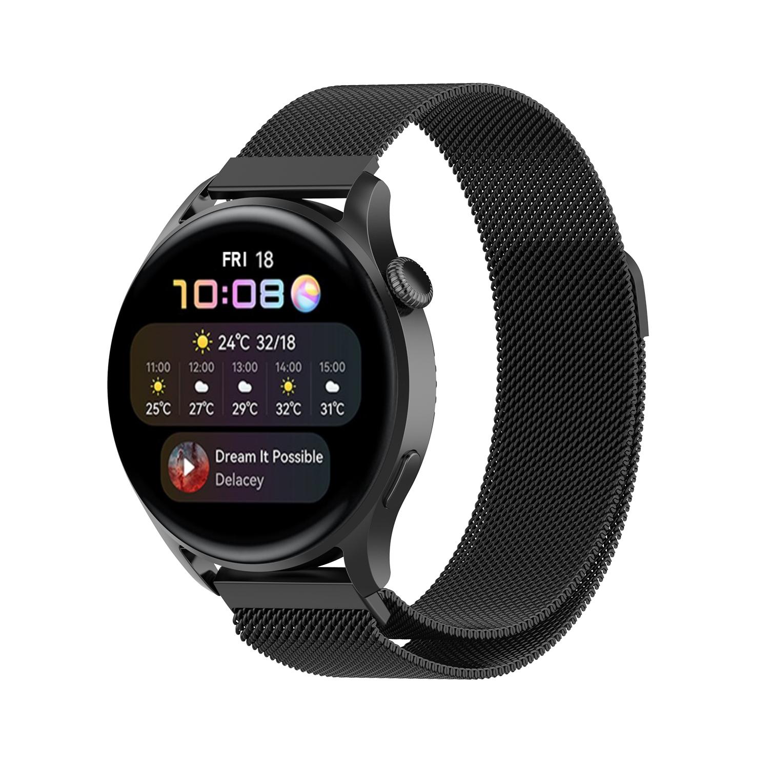 

Milanese Stainless Steel Mesh Strap Replacement Smart Watch Band 22mm for Huawei Watch 3/Watch 3 Pro Black