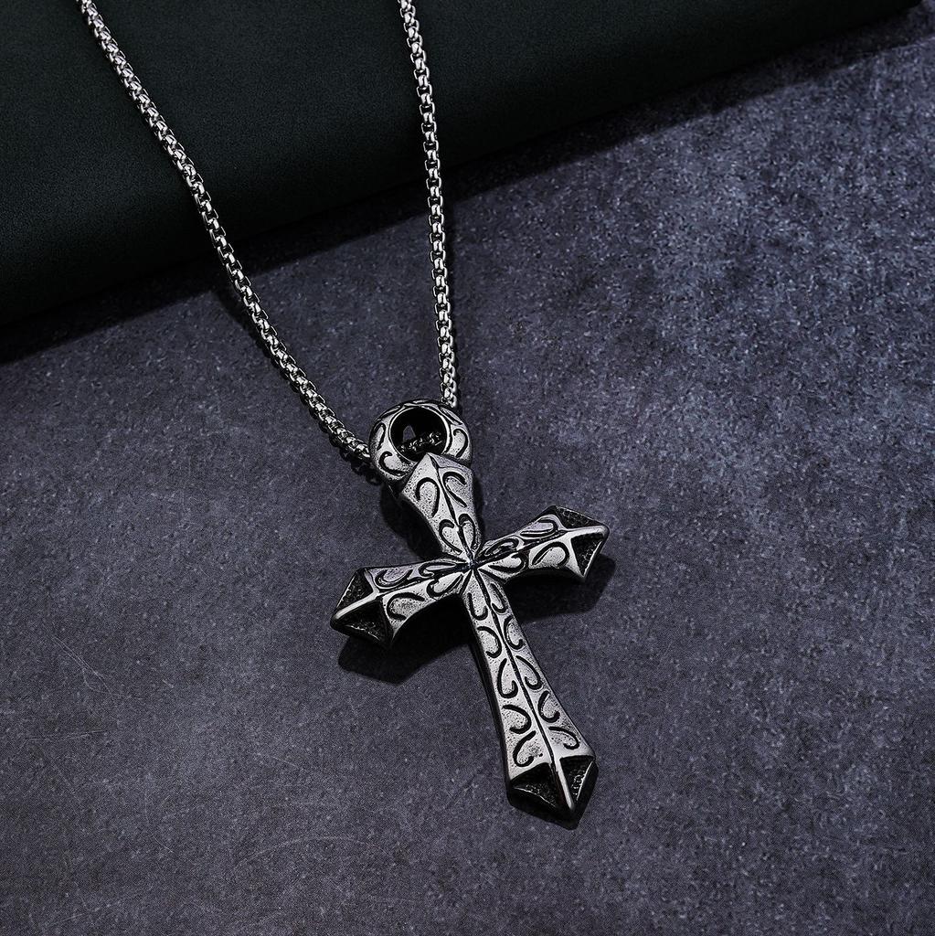 Men's Necklace Lady's Necklace hiphop Hip Hop Titanium Necklace Cross 410c20236502