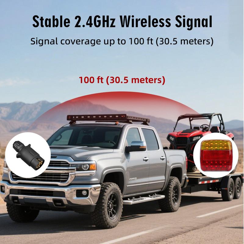 1Set 12V Rear Towing Trailer Taillight LED Wireless Universal Trailer Rear Taillight Signal Warning Brake Lamp Brake Stop Lamp