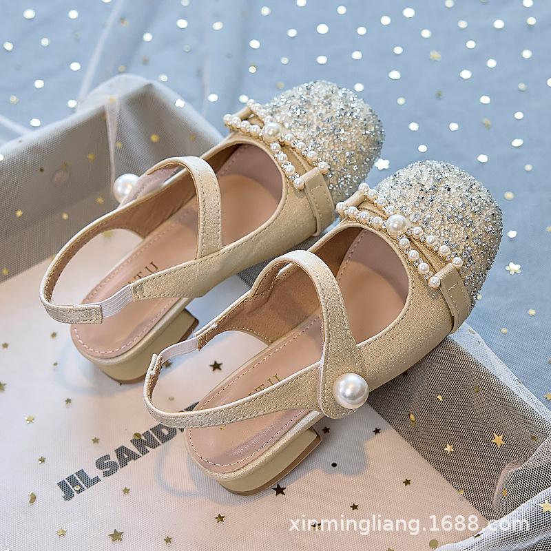 2025 New Girls High-heeled Princess Shoes Spring and Autumn Children's Leather Shoes with Dress Little Girl Mary Jane Fashion Sandals