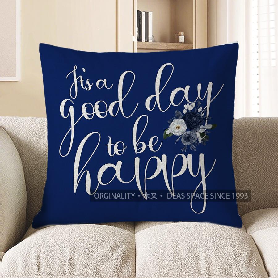 Home Decor Blue Floral Arrangement Throw Pillow For Home Pattern Cushion Cover Suitable For Sofa Bedroom Car Pillow Cover