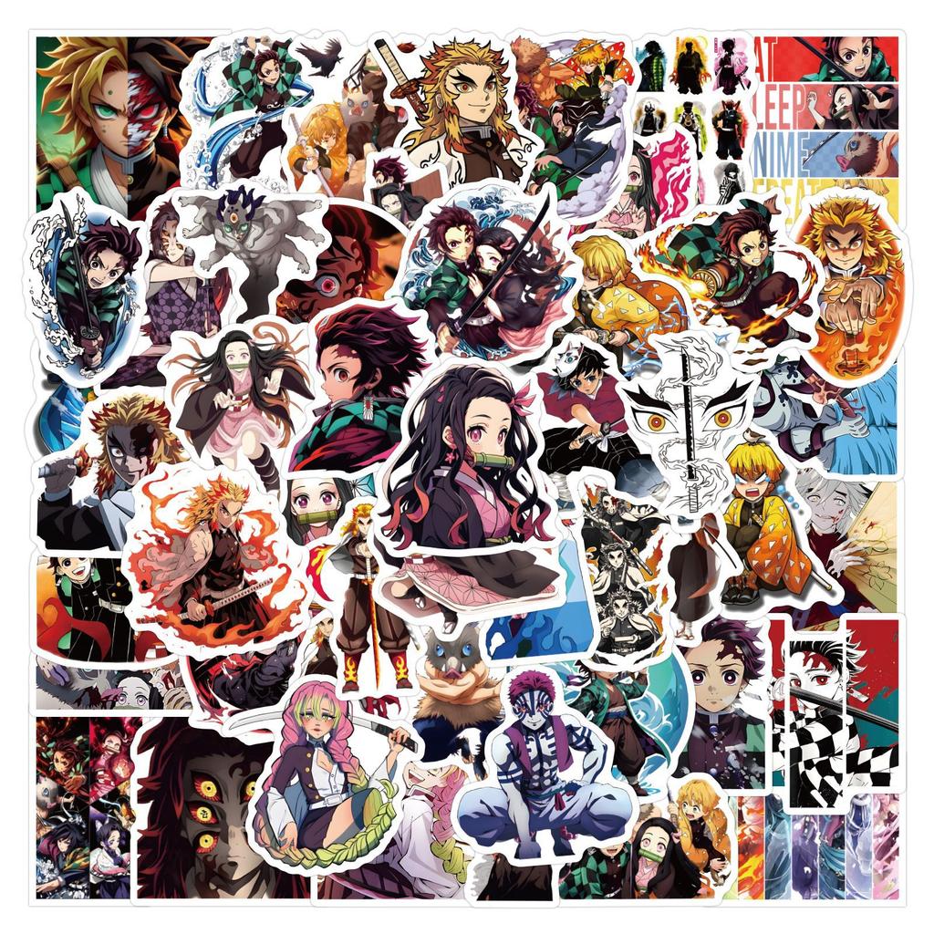 55 Demon Slayer: Blade of Demon Slayer Anime Graffiti Stickers Decorate Notebook Suitcase DIY Cartoon Stickers