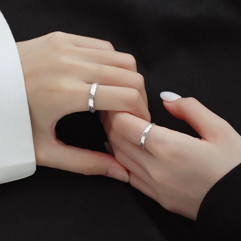 Banyan Tree S925 Silver Textured Open Couple Rings - Ideal Birthday Gift for Girlfriend