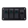 12V 24V 3 Gang Rocker Switch Aluminum Panel with Voltmeter Dual USB Fast Charging Multifuntional Switch Panel for Boat
