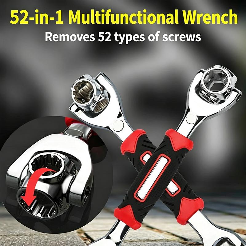 52 In 1 Multi-Functional Socket Works Universal Ratchet Wrench 360 Degree Multipurpose Non-Slip Handle Manual Tool
