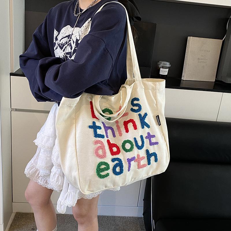 New Large-capacity Commuter Tote Bag Women's Color Letter Shoulder Bag Versatile Underarm Bag