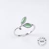 925 Sterling Silver Rings For Women Geometric Fine Jewelry Finger Adjustable Cute Flower Leaf Zirco Ring For Party Birthday Gift