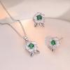 Women's Emerald Zircon Flower Jewelry Set: Titanium Steel Necklace and Earrings - Niche Fashion Design.