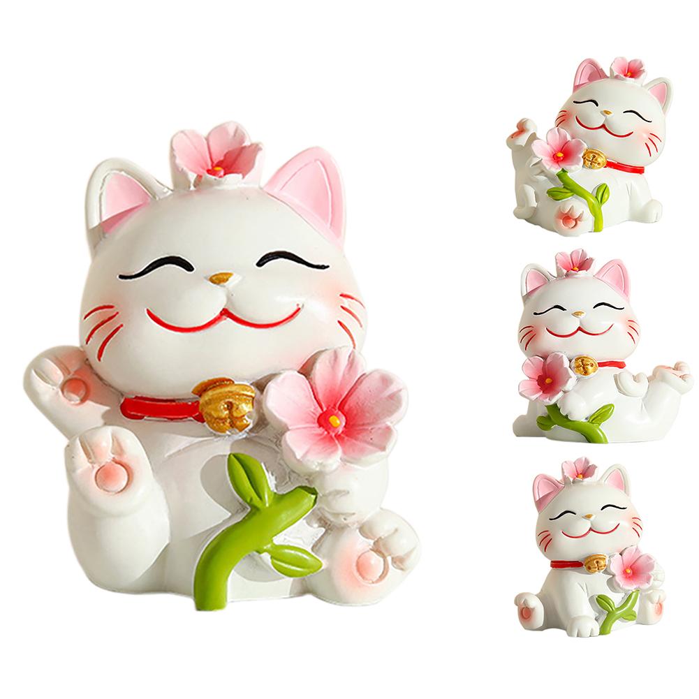 Lucky Cat Micro Landscape Decoration Resin Lucky Cat Figurine Statue Home Decor For Welcoming Fortune Good Luck