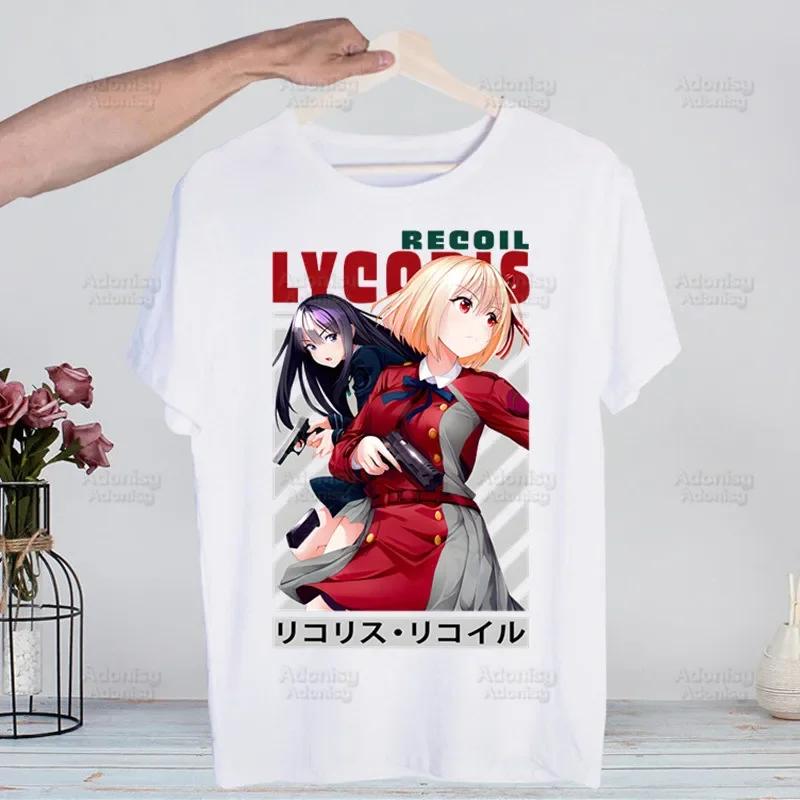 

Lycoris Recoil Printing Street Style Casual Short Sleeve Men Majima Chisato Nishikigi Takina T Shirt O-neck Tshirt Male T-shirt XL