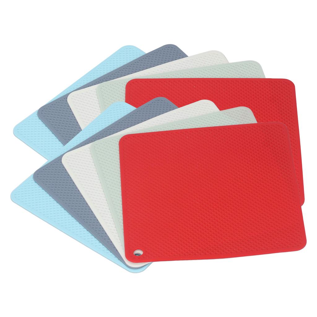 10pcs Silicone Heat Insulation Pad Square Anti Slip Tabletop Hot Cups Heat Resistant Pad Mats for Home 5 Colors