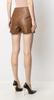 Módní ležérní hnědé dámské šortky z pravé jehněčí kůže, stylové, ručně vyráběné
