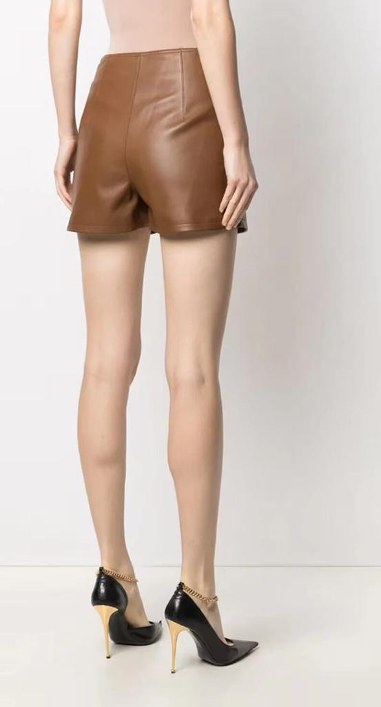 Módní ležérní hnědé dámské šortky z pravé jehněčí kůže, stylové, ručně vyráběné