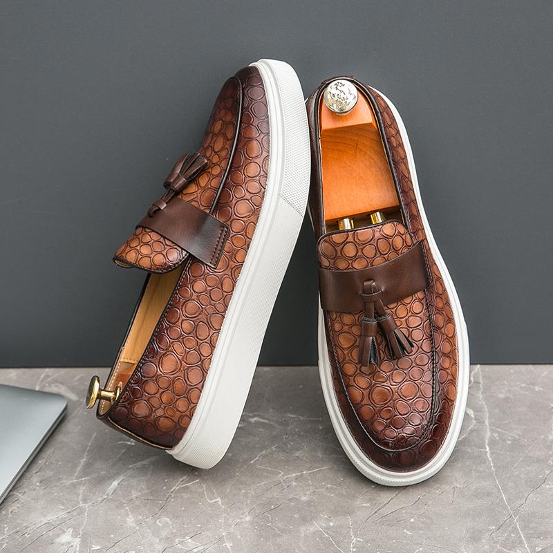 

Модная кожаная обувь для мужчин, из натуральной кожи, больших размеров, высококачественная дизайнерская формальная обувь, повседневная обувь, модная деловая 46 коричневый